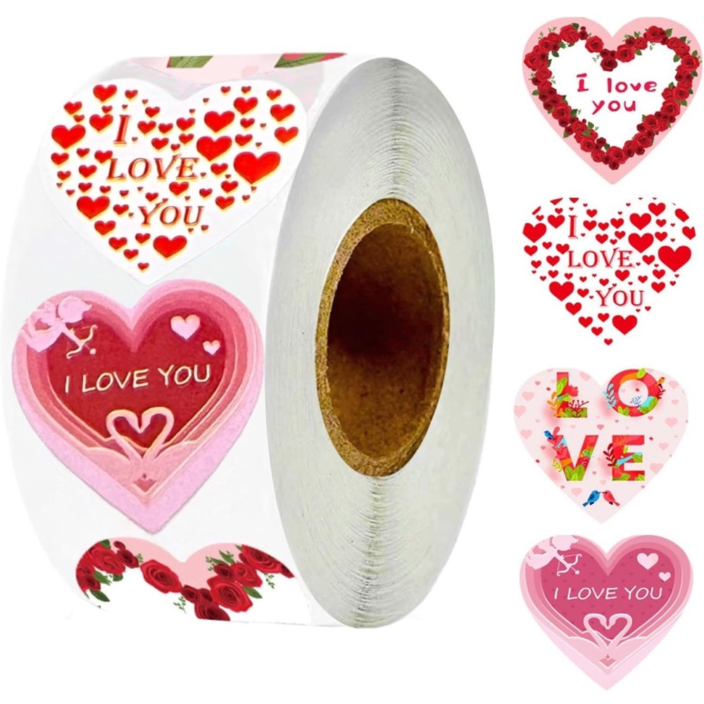500 Count Heart Valentine’s Day Stickers